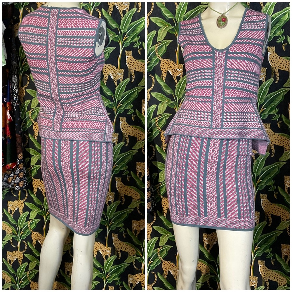 Katryna SET 2 Piece Pavel Knit Jacquard Bandage Pencil Skirt & Peplum Top